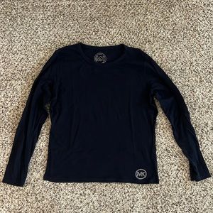Michael Kors long-sleeved black t-shirt with small rhinestone logo, size L